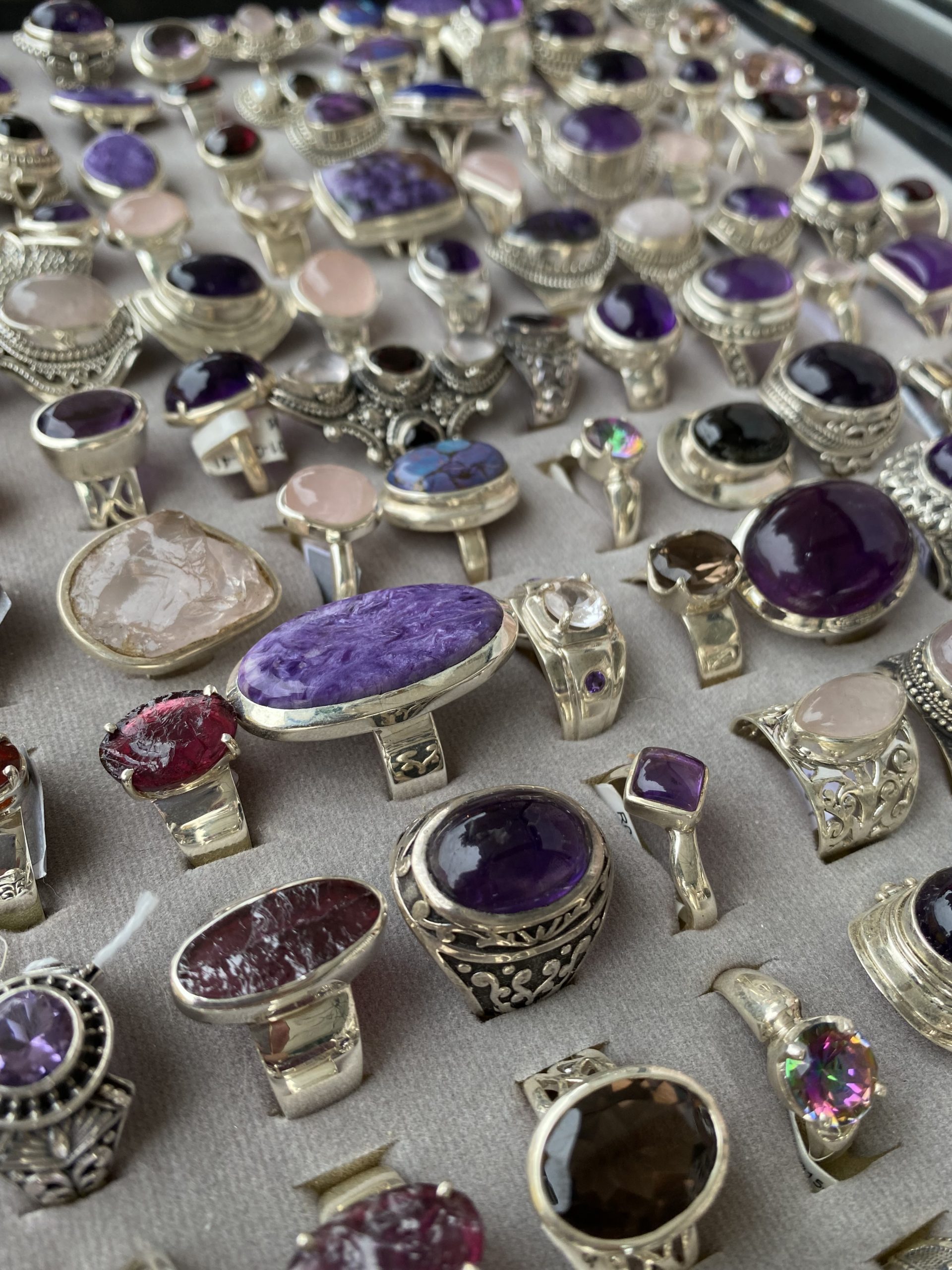 Bagues Amethyst Quartez Rose Grenat Bagues Argent Améthyste Quartz Rose et Grenat